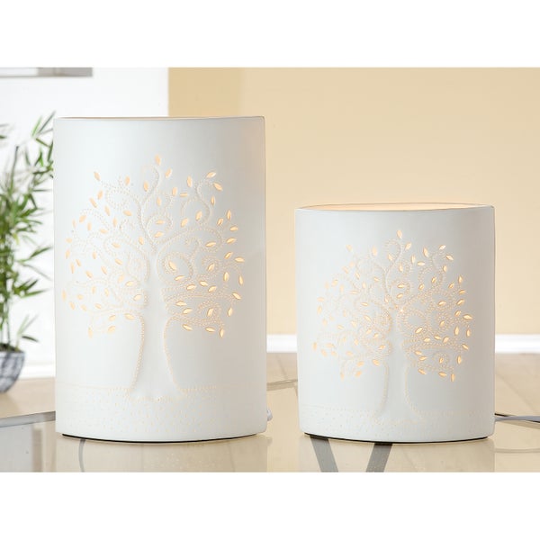 Tischleuchte GILDE Lampe Höhe 28 cm weiß Porzellan