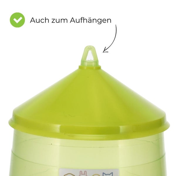 GarPet Futterautomat Hühner mit Stand Füßen grün Geflügel Futterspender Futtertrog 8 Kg Wachteln Trog Automatisch groß