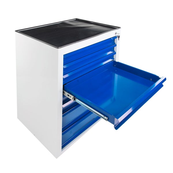 PROREGAL Schubladenschrank Kobra mit 8 Schubladen HxBxT 90 x 71 x 55 cm Lichtgrau Blau