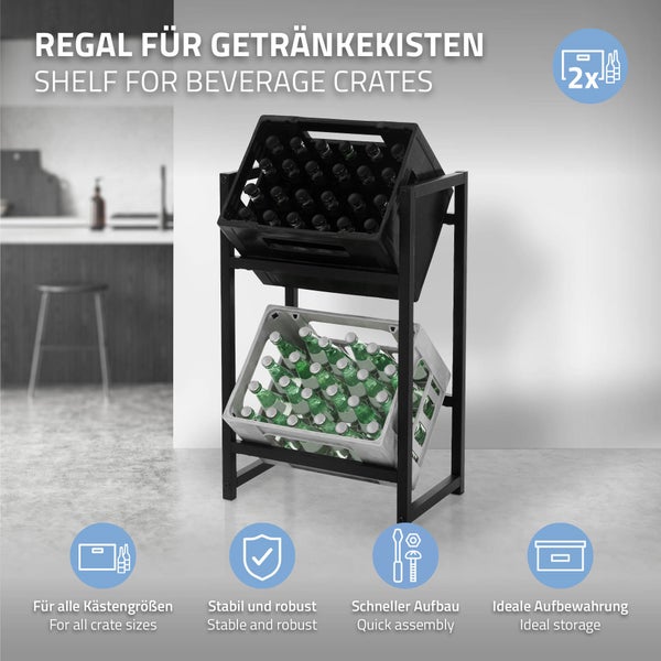 ML-Design 2er Set Getränkekistenregal für 2 Kisten, 47x31x75,5 cm, Stahl, freistehend, stabil, Standregal für Getränkekisten, Getränkeregal Kastenregal Kistenregal Getränkekistenständer Kistenständer