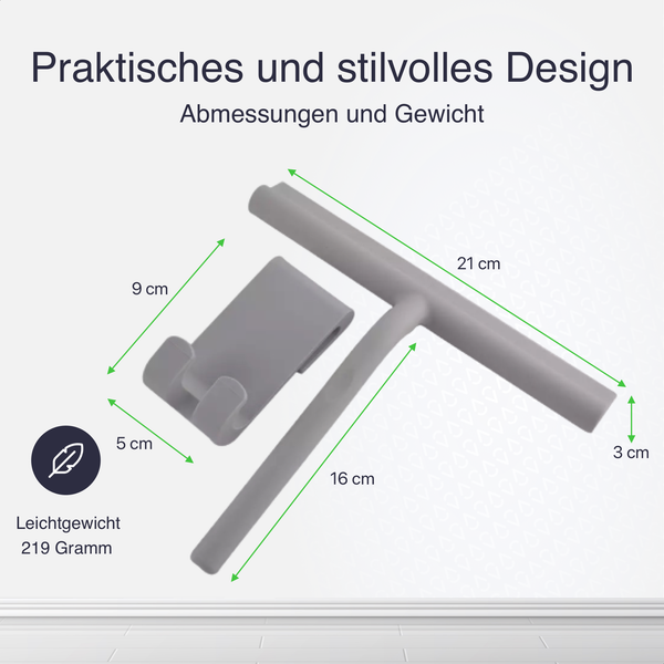 Duschabzieher Silikon Grau mit Aufhängesystem 21 cm x 16 cm