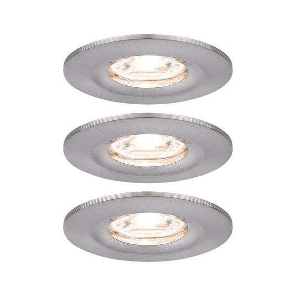 LED Einbauleuchte Nova Mini Coin Basisset starr IP44 rund 65mm Coin 3x4W 3x310lm 230V 2700K Eisen gebürstet