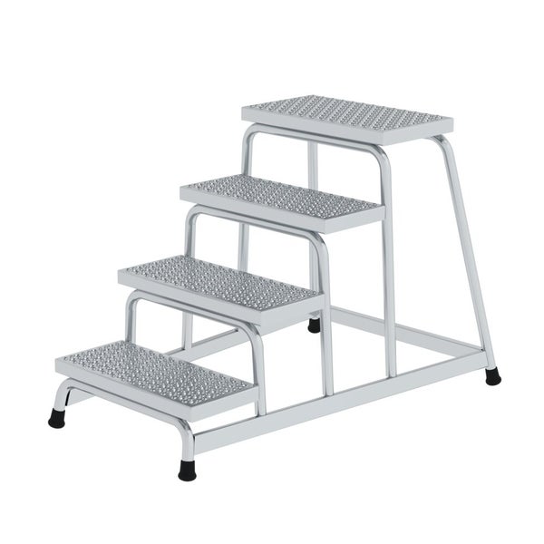 PROREGAL Arbeitspodest Starr 4 Stufen Aluminium-Lochblech Rutschfeste Kunststoffschuhe