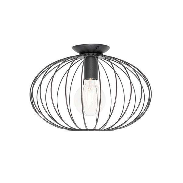 Deckenleuchte mit Drahtschirm und Glühbirne