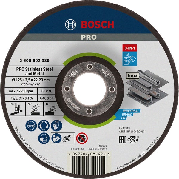 Bosch PRO Trennscheibe für Edelstahl und Metall, Durchmesser 125 Millimeter