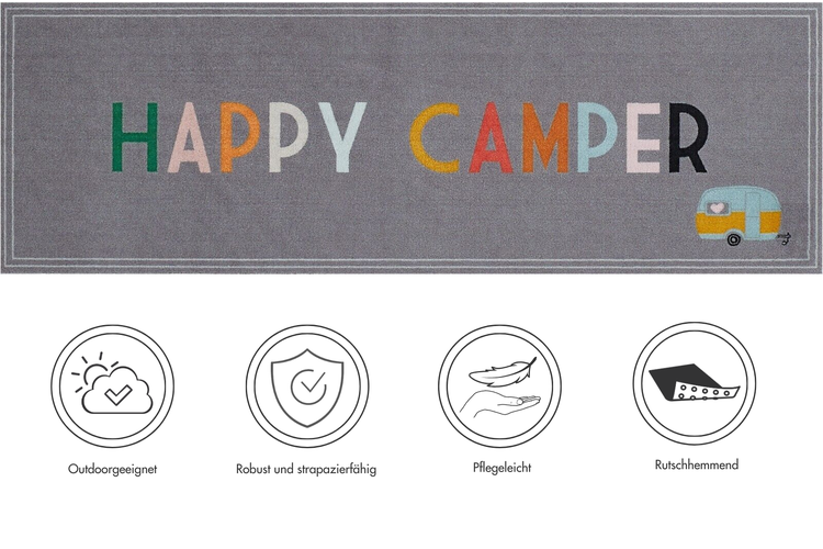 Läufer Camping silbergrau 50 x 150 cm