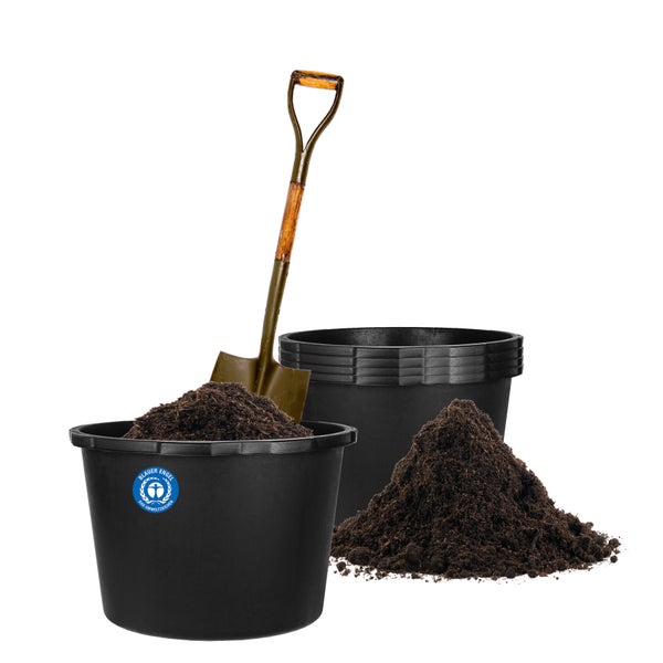 BigDean 5x Mörtelkübel 45 Liter Rund Miniteich Baueimer Mörtelkasten - Ø 50 cm x 33 cm - Speiswanne Zementwanne Mörtelwanne - Made in Germany - Blauer Engel