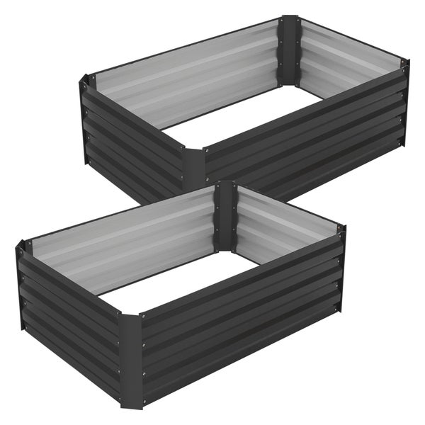 ML-Design 2er Set Hochbeet aus Metall für Garten, 90x60x30 cm, 150 Liter, Anthrazit, wetterfest, rostfrei, Outdoor, Pflanzbeet Pflanzkasten Blumenkasten Gartenbeet Gemüsebeet Frühbeet Kräuterbeet