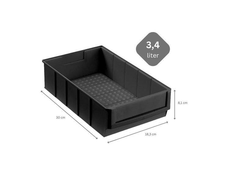 PROREGAL SuperSparSet 24 x Leitfähige Indurstriebox 300 B HxBxT 8,1 x 18,3 x 30 cm 3,4 Liter ESD Sortimentskasten