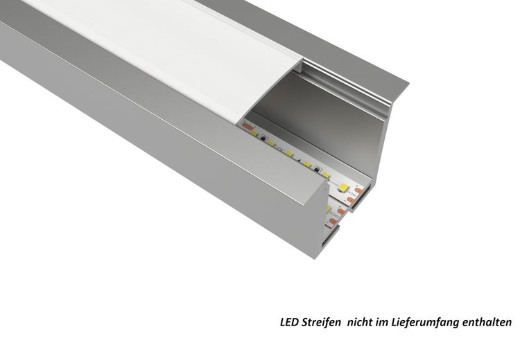 TIVENDIS Led Alu Profil 2 m EK mit Zubehör für Strip / Streifen bis 18 mm breit | Abdeckung satiniert milchig  |  Einbau Trockenbau Abschlussleiste Abschlussprofil Deckenleiste eloxiert