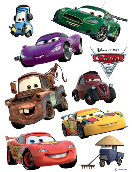 Disney Wandtattoo Cars Rot, Gelb und Grün - 85 x 65 cm - 600205