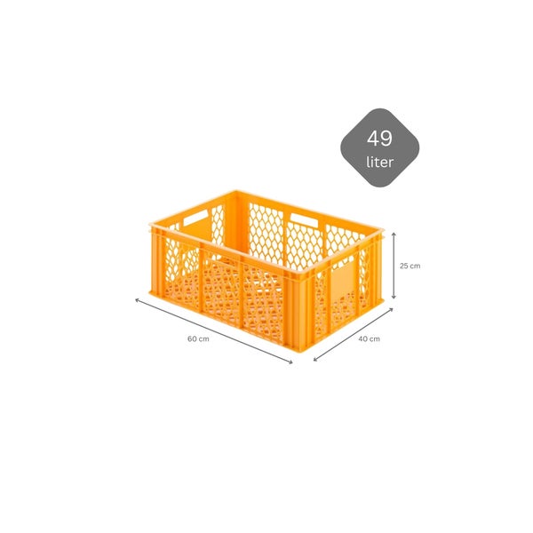 PROREGAL SparSet 10x Eurobehälter Bäcker- und Konditorenkasten HxBxT 25 x 40 x 60 49 Liter Gelb-Orange Brötchenkiste stapelbare Bäckerkiste