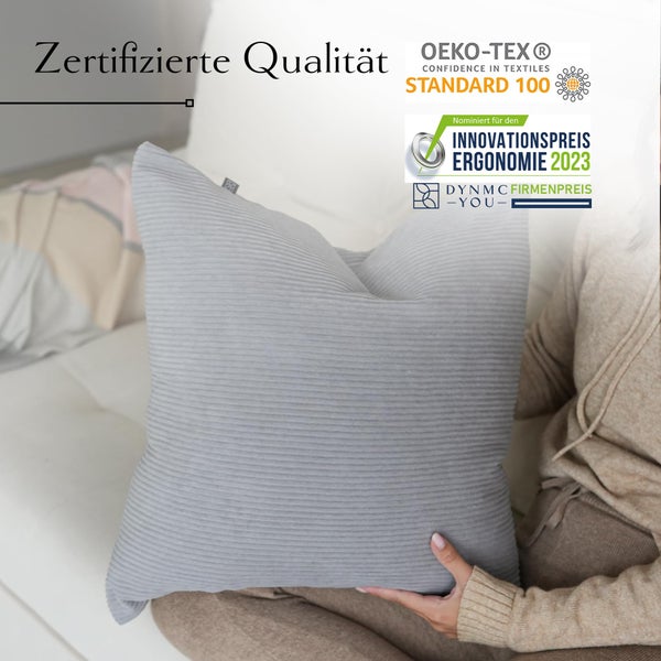Cord Kissenbezug 50x50 - 4er Kordsamt Weiche Kissenbezüge 50x50 - Dekokissen Sofakissen - Kord Kissenhüllen 50x50 cm - Sofa Kissenbezug Cord - Kissen Deko Kissenbezug 50x50 Grau