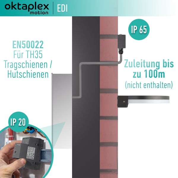 Oktaplex Edi Dämmerungsschalter 230V Hutschiene 35mm externer Dämmerungssensor IP65 anthrazit