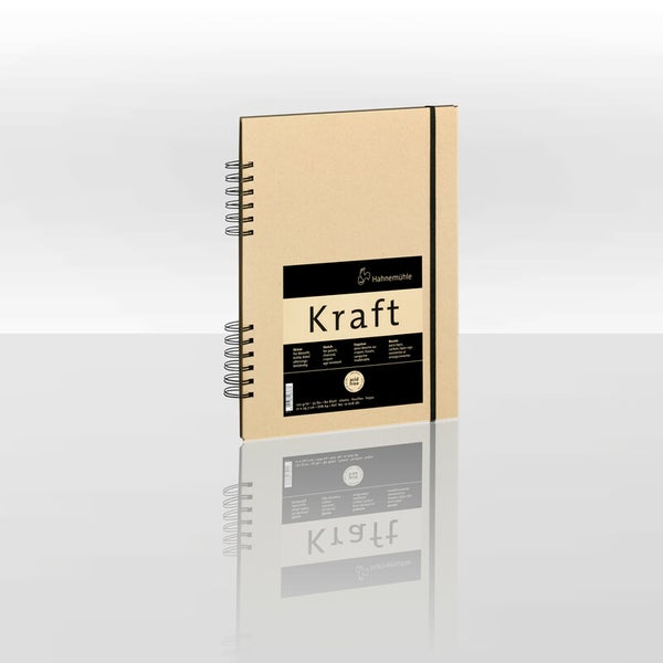 Brauner Hahnemühle Kraft Skizzenblock mit Spiralbindung und elastischem Verschlussband, säurefrei.