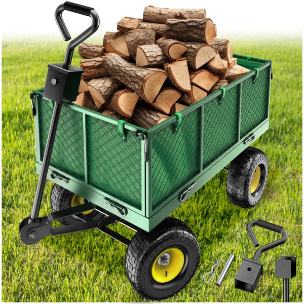 Bollerwagen mit Holzladung auf einer Wiese