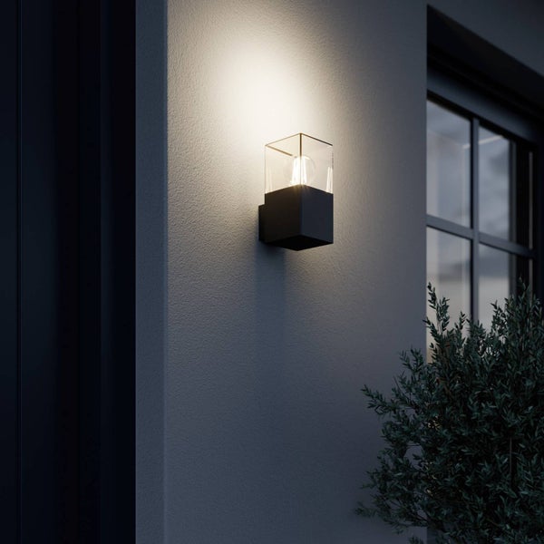 Lucande Wandleuchte außen Keke (spritzwassergeschützt (Modern) in Schwarz aus Aluminium (1 flammig, E27) - Außenwandleuchten Wandlampe Led Außenlampe Outdoor für Außenwand/Hauswand Haus