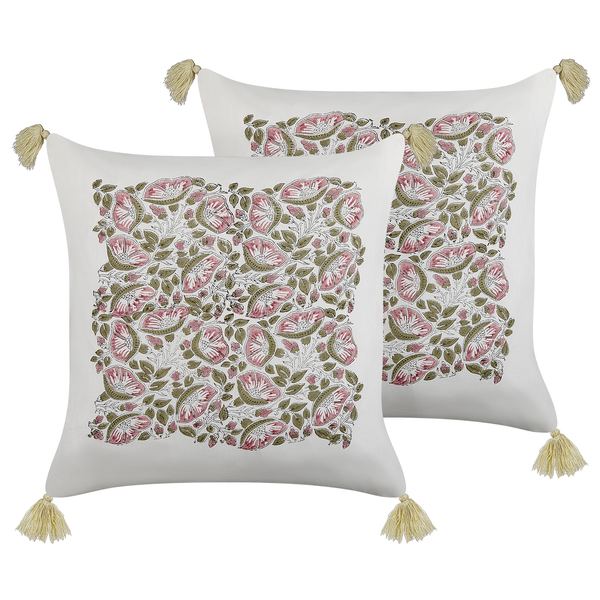 Dekokissen 2er Set CARISSA Baumwolle 45 x 45 cm Bunt Blumenmuster