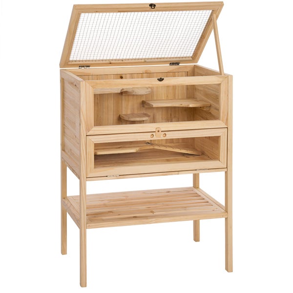 Kleintierkäfig tectake Binki 60 x 40 x 80 cm aus Holz braun