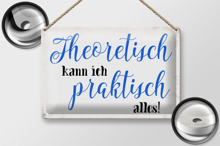 Blechschild Spruch 30x20cm theoretisch kann praktisch alles