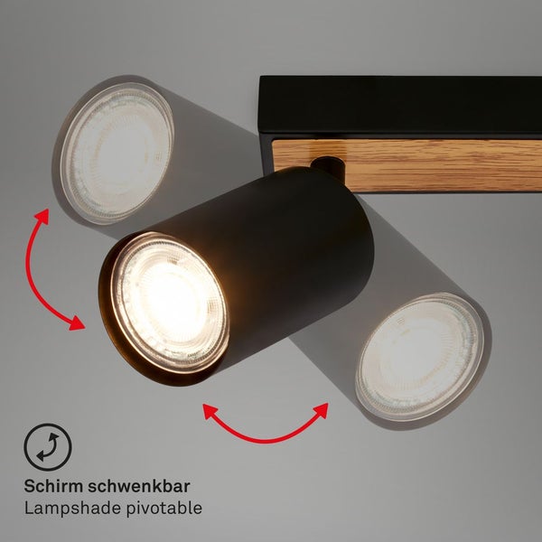 Deckenstrahler Deckenleuchte Deckenlampe Schlafzimmer Schwenkbar 2-flammig Holz