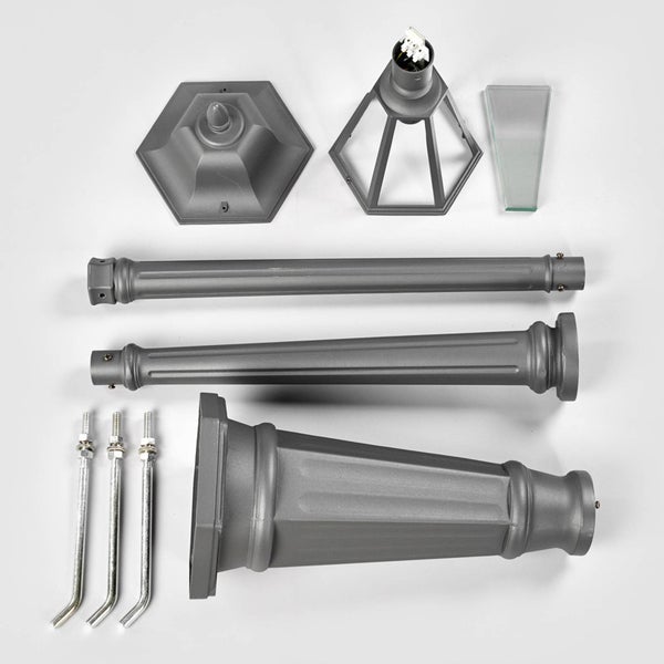 Lindby Mastleuchte außen Edana (spritzwassergeschützt (Modern) in Schwarz aus Aluminium (1 flammig, E27) - Kandelaber Außenleuchte