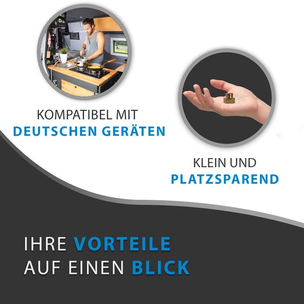 PELMOS Gasanschluss Adapter I 4 teiliges Gasflaschen Adapter - Set für das EU-Ausland I Zum Anschluss von Druckreglern an ausländischen Gasflaschen