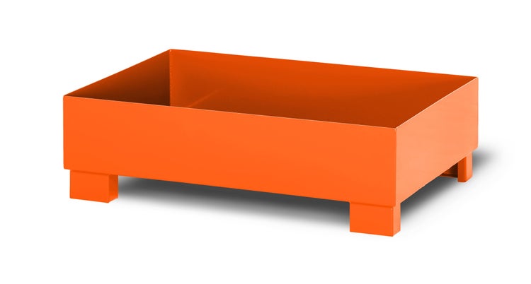 RR Industrietechnik Auffangwanne aus Stahl für 2x 200 Liter Fass ohne Gitterrost RAL 2004 reinorange