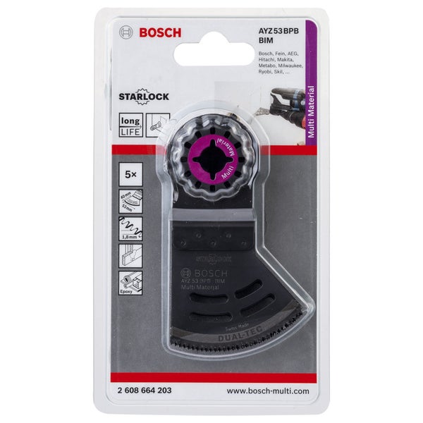 Bosch 5x BIM Tauchsägeblatt Dual-Tec Starlock AYZ 53 BPB Multimaterial 40 x 53 mm - 2608664203