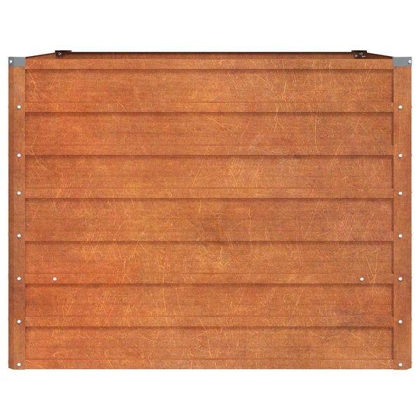 Sichtschutzelement mit horizontalen Lamellen in Rostoptik.