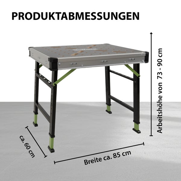 Werkbank mit den Produktabmessungen