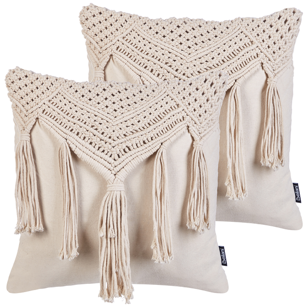 Dekokissen 2er Set BEDADI Baumwolle 45 x 45 cm Hellbeige Geometrisches Muster