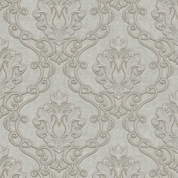 Zambaiti Tapete Barockmuster Grau - 53 cm x 10 m - 661852