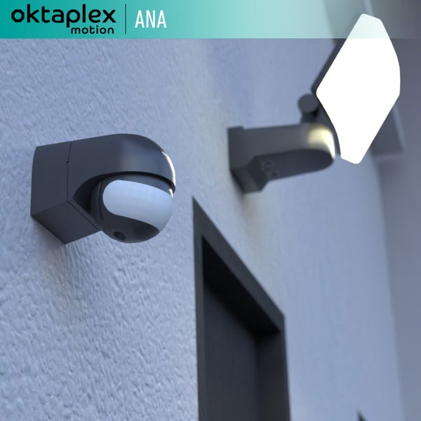 Oktaplex Ana Bewegungsmelder anthrazit schwenkbar 180° 12m IP44 Aufputz-Sensor