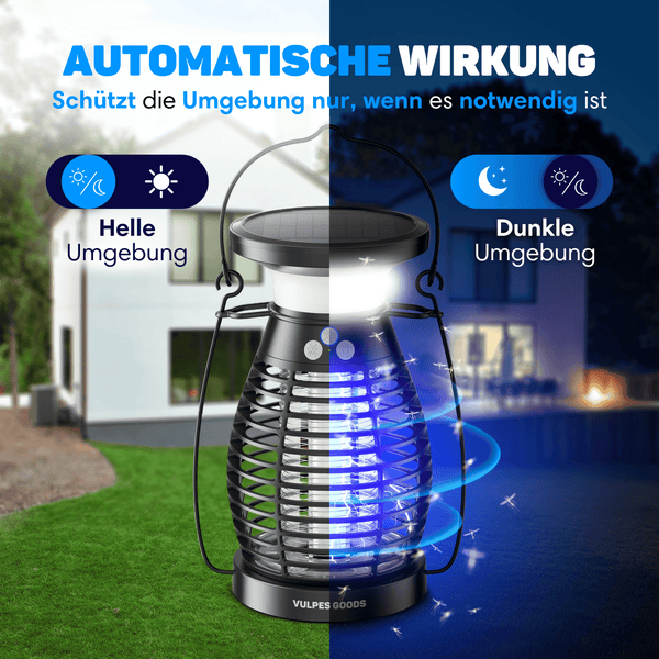 Vulpes Goods Mückenlampe - UV Elektrischer Mückenvernichter - Solar-USB-Aufladbares Anti-Mücken-Gerät