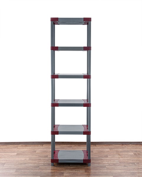 PROREGAL Kunststoffregal Grey Bear Extra-Tall HxBxT 220 x 60 x 46 cm Fachlast 120 kg Grau/Rot