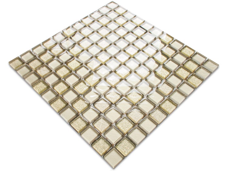 Glasmosaik auf Netz für Bad und Küche 30cm x 30cm  - Golden sunshine