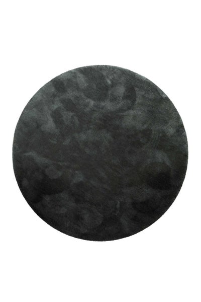Teppich Rund Anthrazit Grün Hochflor Pisa Homie Living 120 cm rund