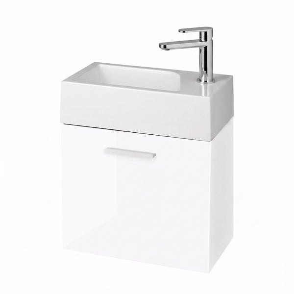 Waschtisch mit Unterschrank und Wasserhahn für das Badezimmer