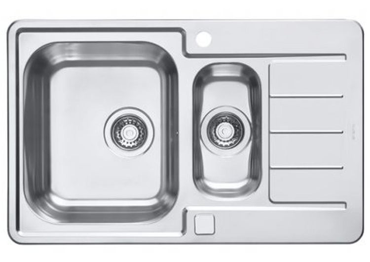 Einbau-Küchenspüle aus Edelstahl mit zwei Becken und Abtropffläche