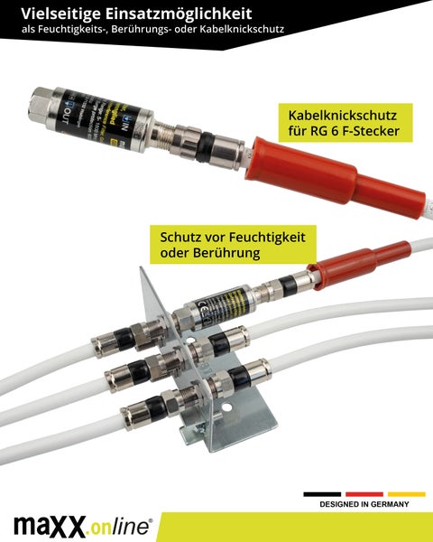 F Stecker Gummitülle & Kabelknickschutz extra für Kompressionsstecker & F-Stecker aller Art, Satellitenkabel, Koaxialkabel, Wetterschutz, LNB, Sat Multischalter,  Regenschutz