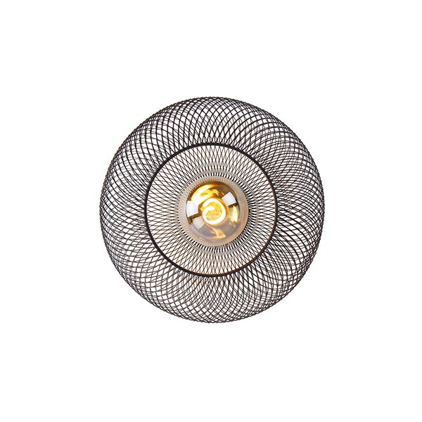 Runde Deckenleuchte mit schwarzem Metalldraht und Glühbirne