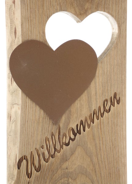 FRANK FLECHTWAREN | Säule Willkommen, HOLZ, METALL, 20 x 12 x 80 cm
