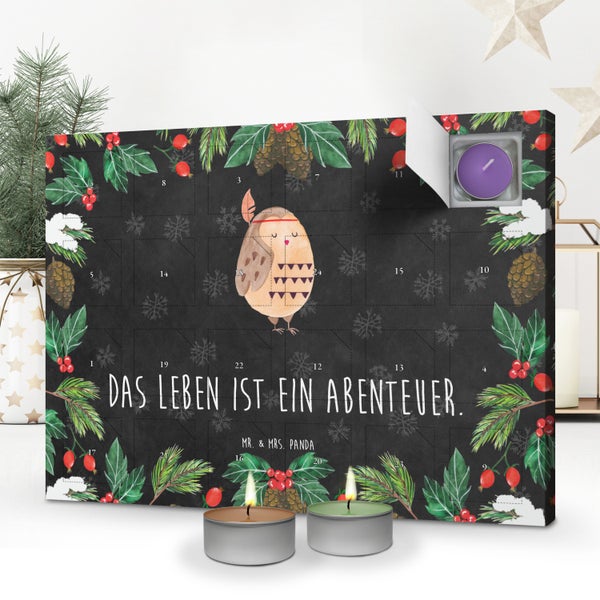 Mr. & Mrs. Panda Duftkerzen Adventskalender Eule Federschmuck - Schwarz