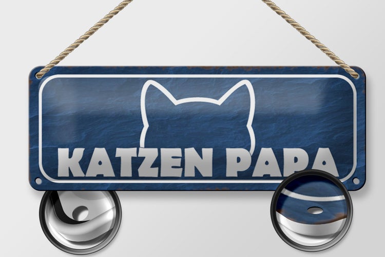 Blechschild Spruch 27x10cm Katzen Papa Dekoration