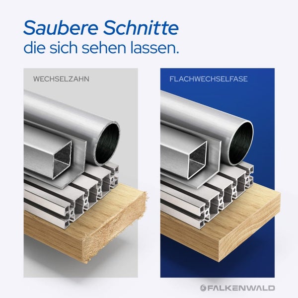 FALKENWALD ® Sägeblatt 210x30 60 Zähne - Ideal für Holz, Metall & Alu - Multi Kreissägeblatt 210x30 - Kompatibel mit Bosch GTS 635-216 & Metabo KGS 216 M - 210 Sägeblatt