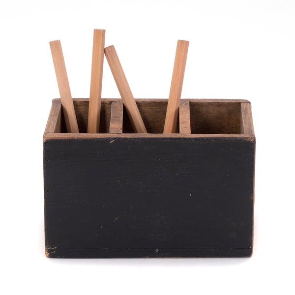Stiftehalterbox Organize Mahagoni Holz, mit beschreibbarer Tafel naturfarben