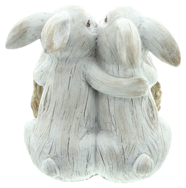 FRANK FLECHTWAREN | Pflanzer Hasenpaar, MAGNESIUMOXID, 27 x 26,5 x 30 cm