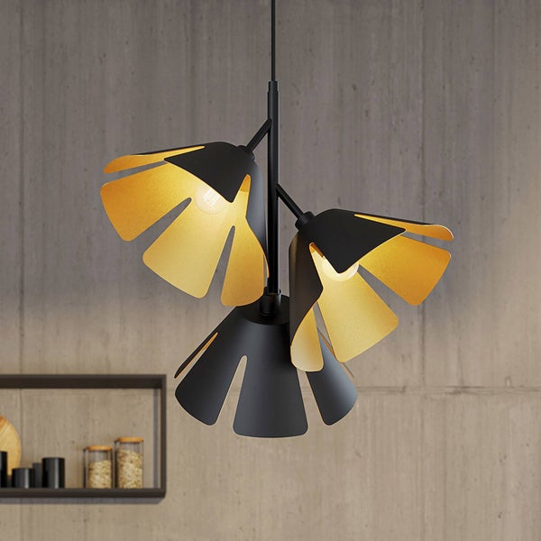 Lucande Pendelleuchte Jemmily (Design, Modern) in Schwarz aus Aluminium (3 flammig E14) - Design-Hängeleuchte Esstischlampe Hängelampe Hängeleuchte Wohnzimmerleuchte