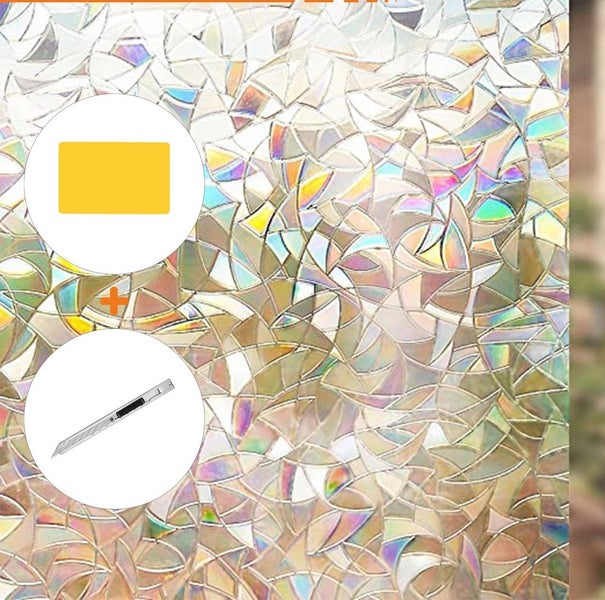 Simple Fix Fensterfolie - 60 x 200 cm - Sichtschutzfolie Fenster Folie - Regenbogen